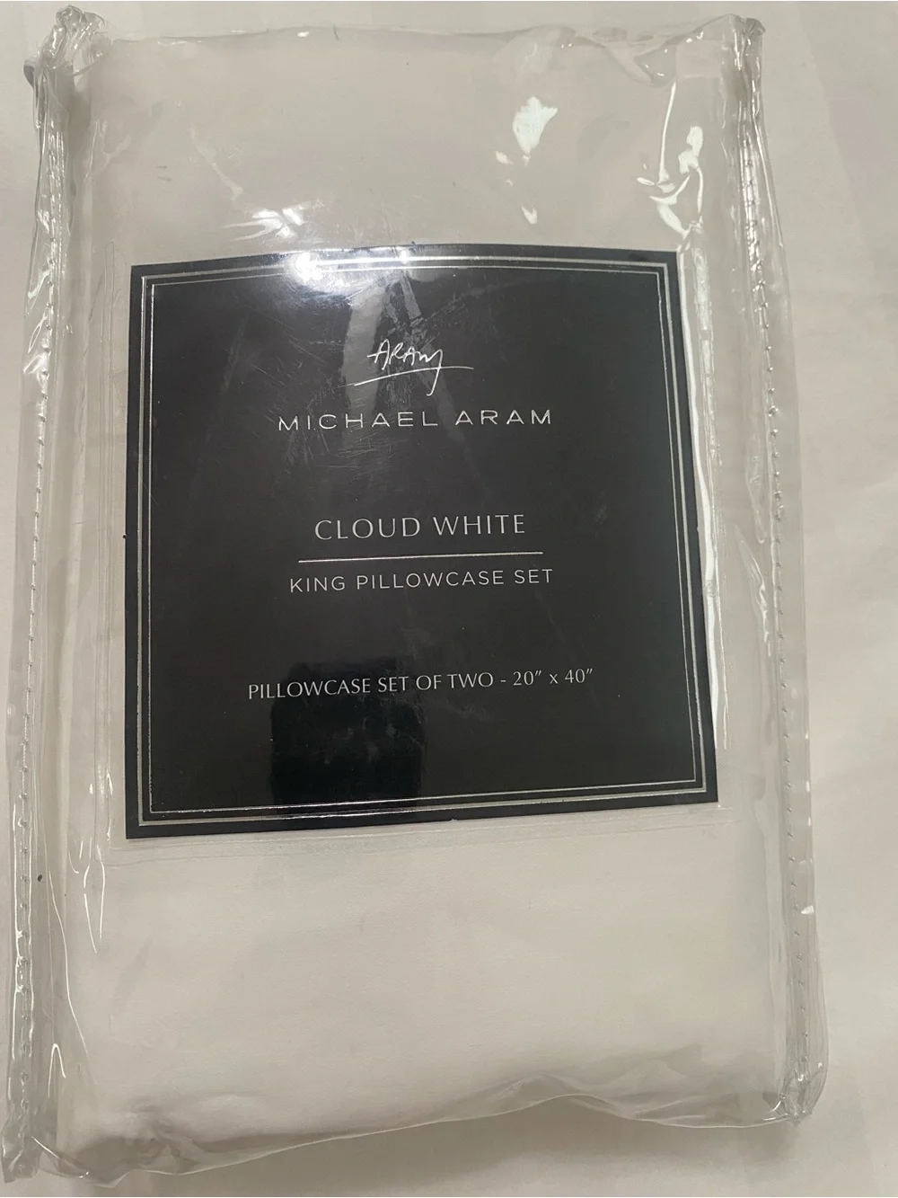 Michael Aram Cloud White  300-Thread Count Cotton 2-Piece Pillowcase Set, King